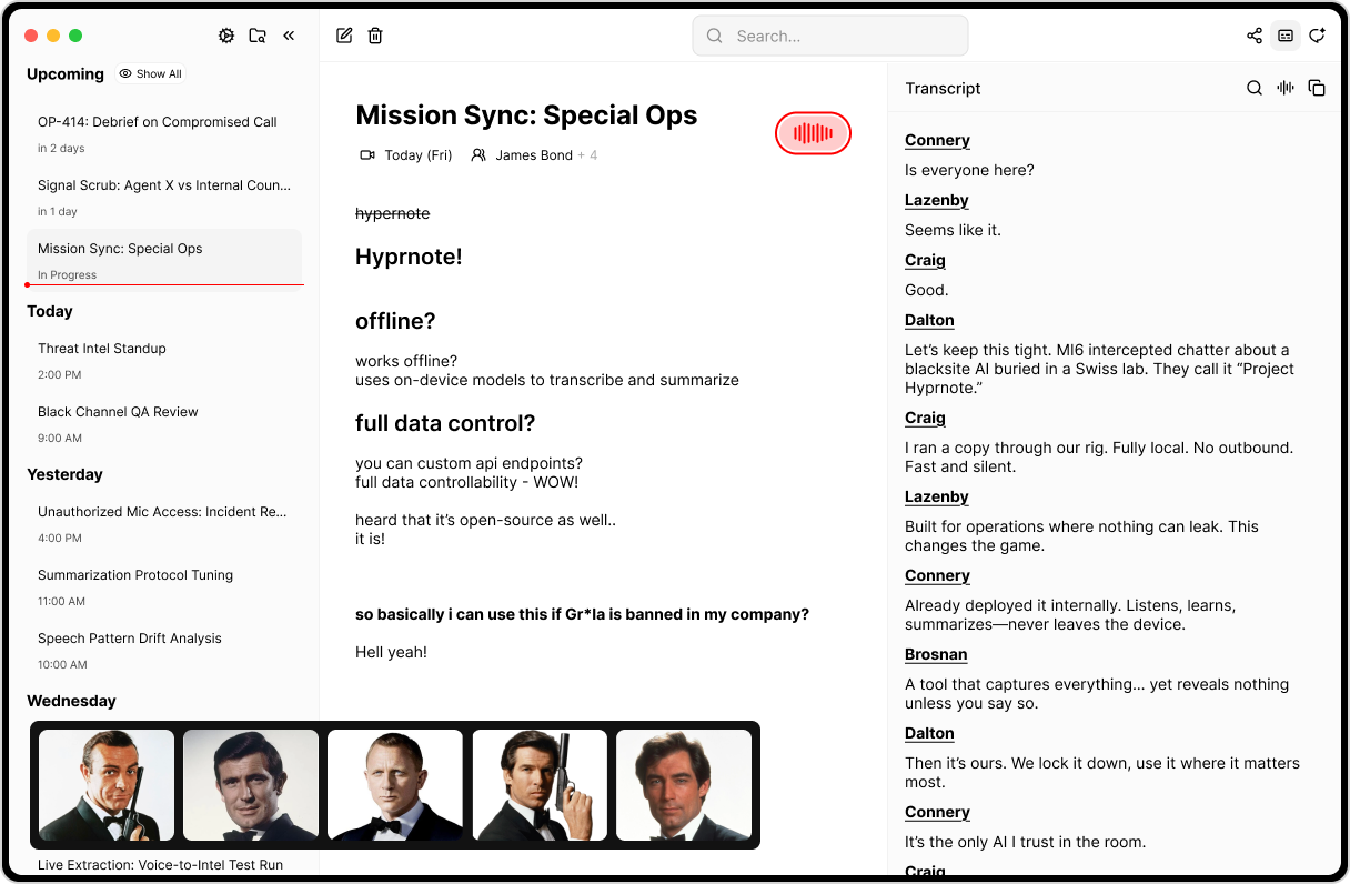 Hyprnote AI Notepad Interface